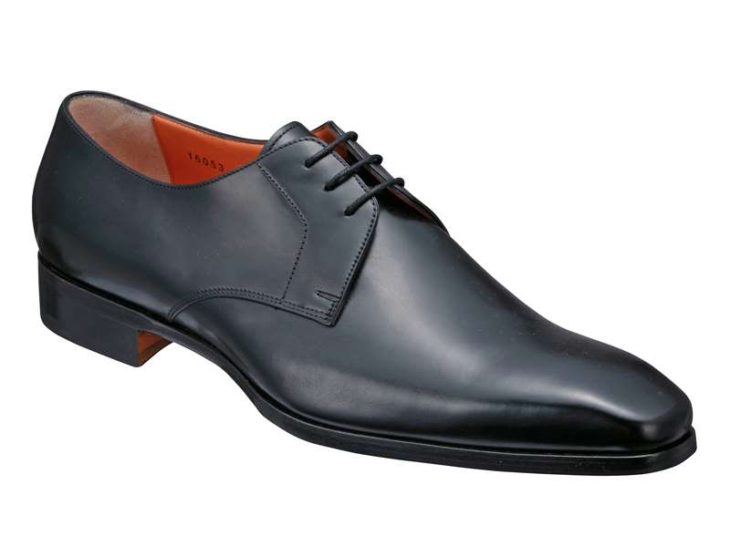 Santoni サントーニ プレーントゥ UK7.5 黒色 ホワイト系 靴 購入特典